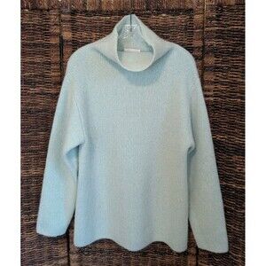 John Elliott Cashmere Wool Blend Funnel Neck Chunky Knit Sweater Aqua Sea Glass